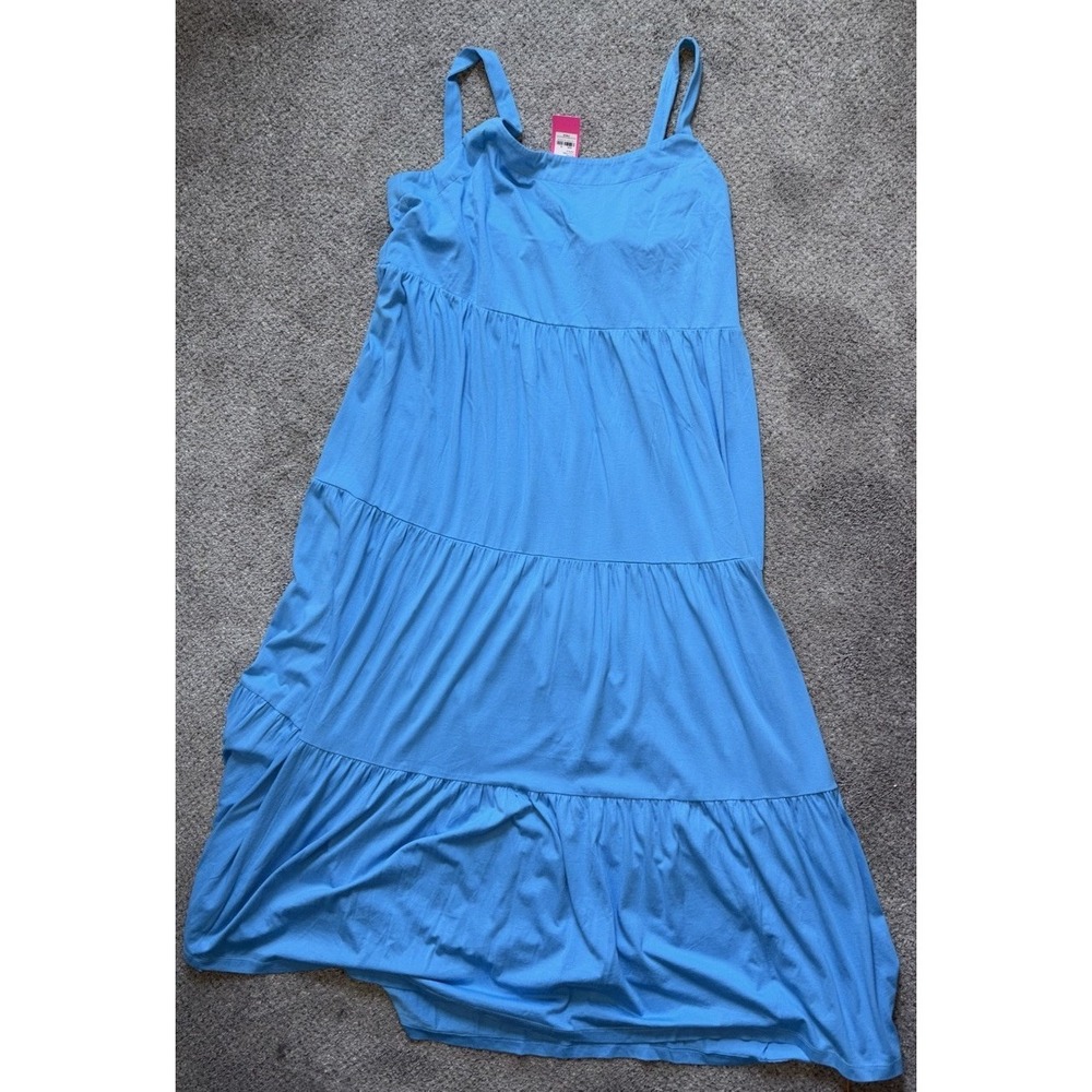 New Lilly Pulitzer Miri Midi Dress Tiered Lunar Blue Women's XL Cotton - Picture 2 of 9